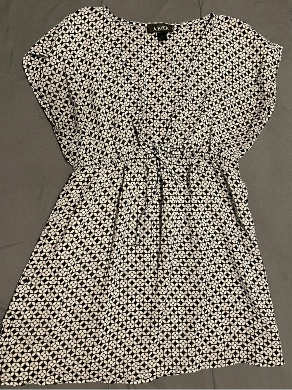 A. Byer Black & White Geometric Mini Dress